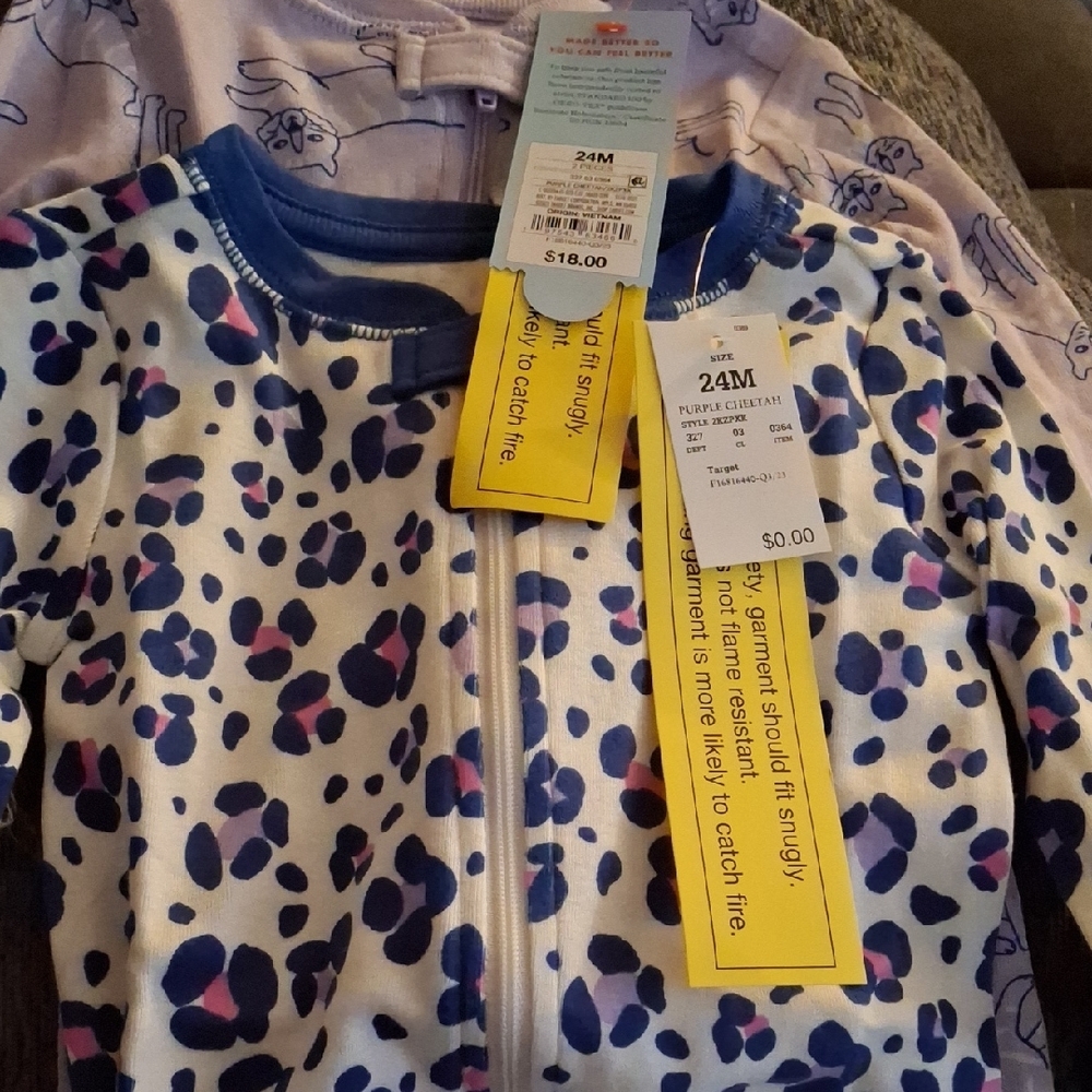 Carter's Baby Pajama Set - Blue and Purple Leopard Print